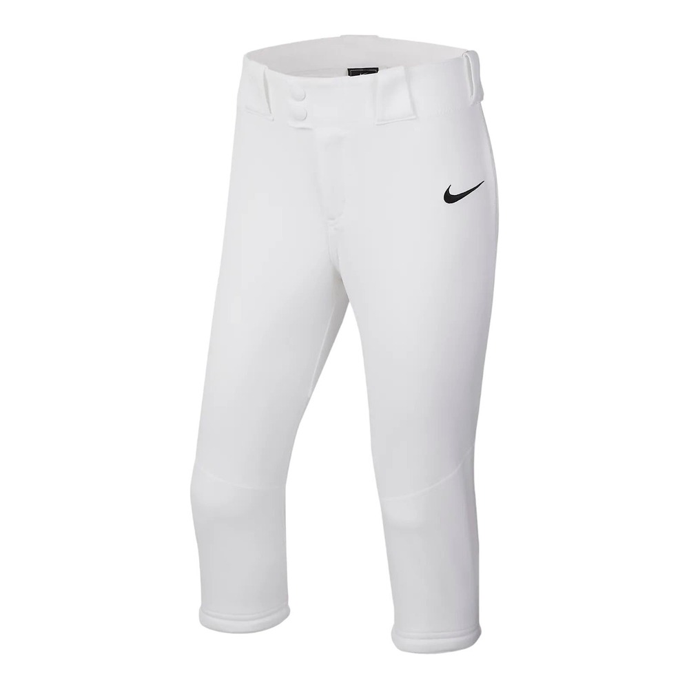 NEW Nike Girls Softball Pant Size LARGE White Cropped AV6833-100